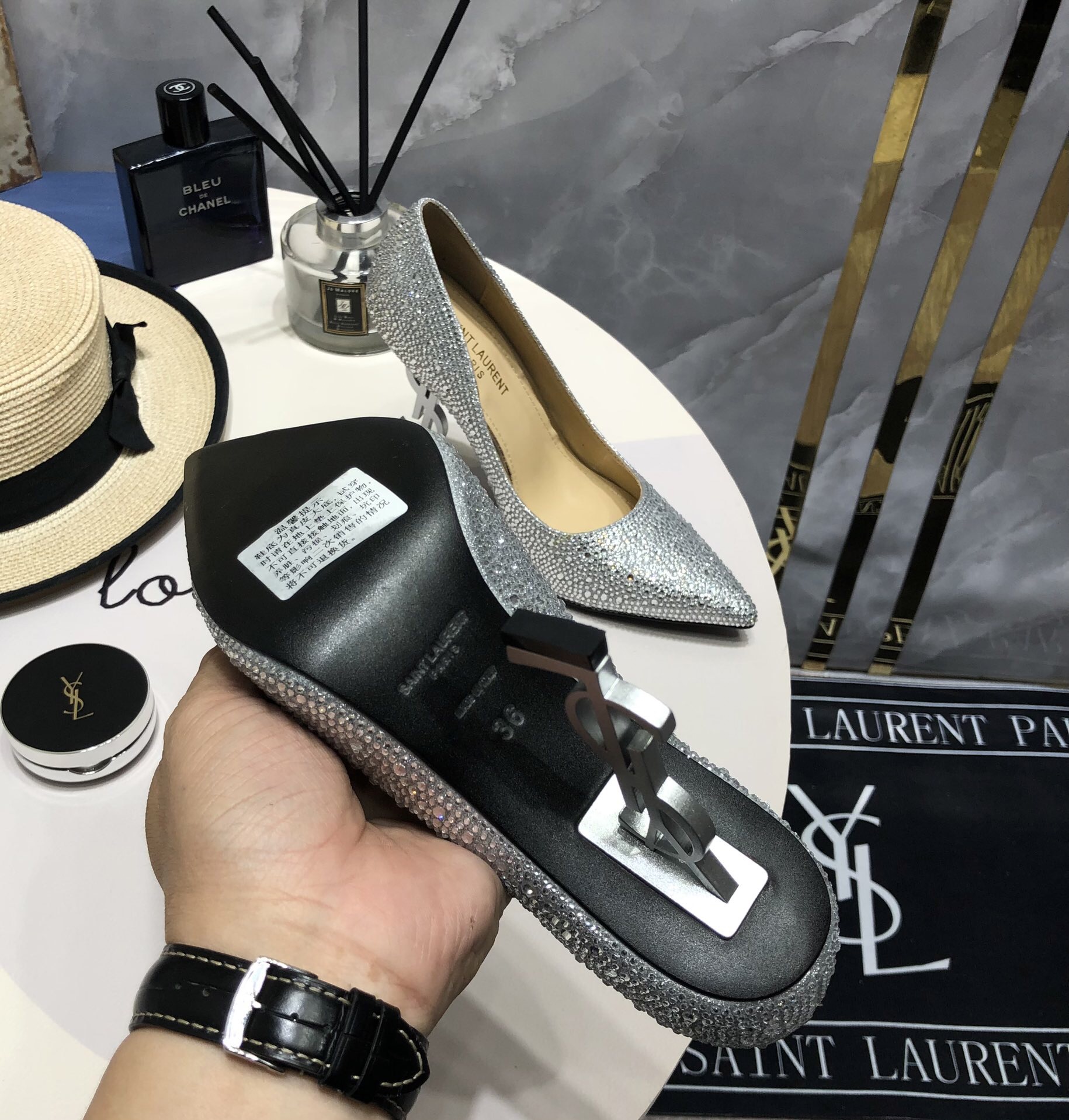 YSL Full Diamond Pumps Size 35-41