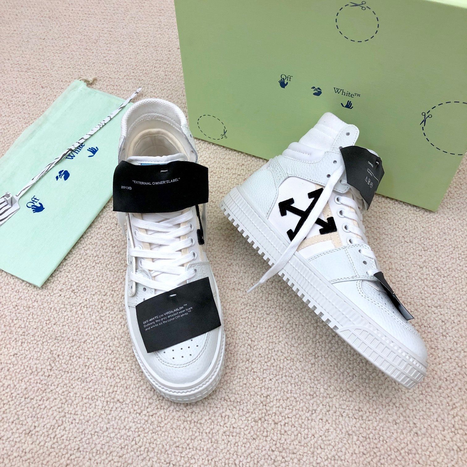 OFF White 2025ss Office Calf Leather Sneaker Size 36-45