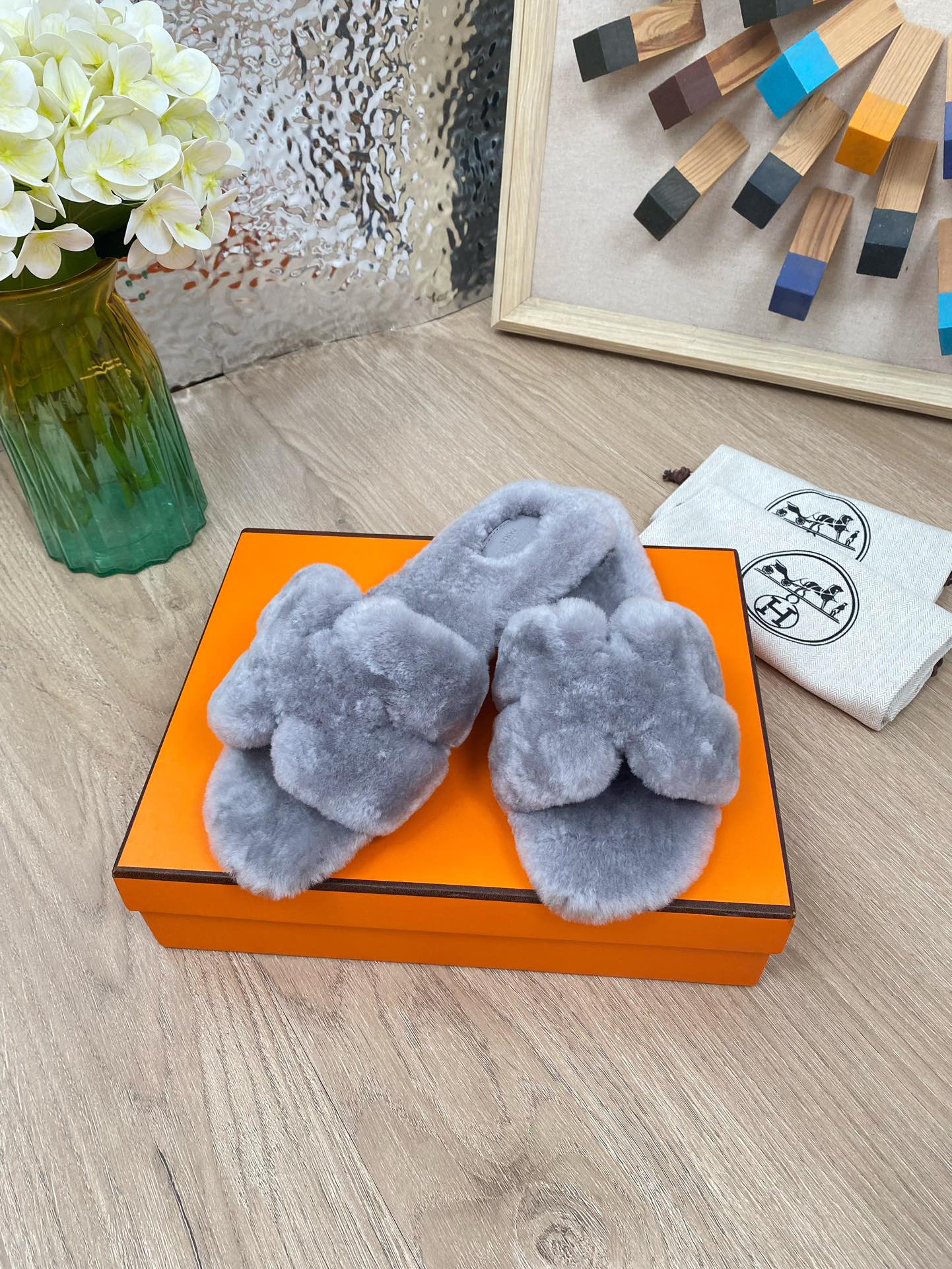 Hermes 23fw Women Winter Slippers Size 36-40