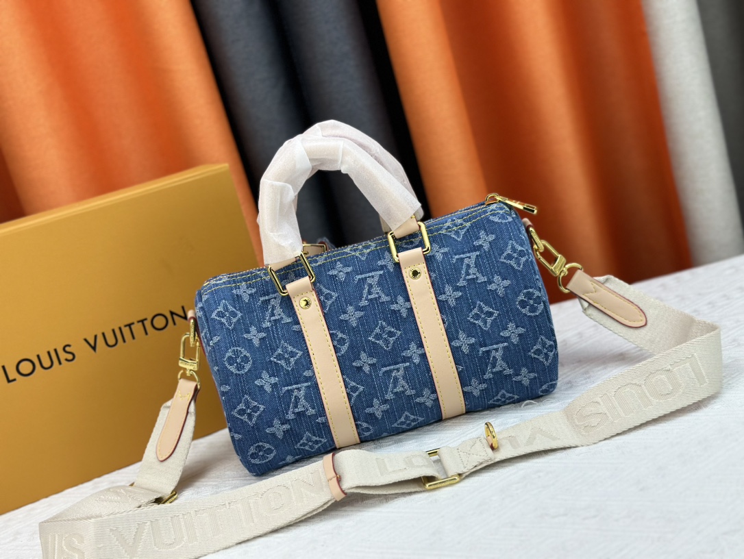 Louis Vuitton M46271 Keepall 25 Denim Cowboy Shoulder Bags Size 25*15*11cm