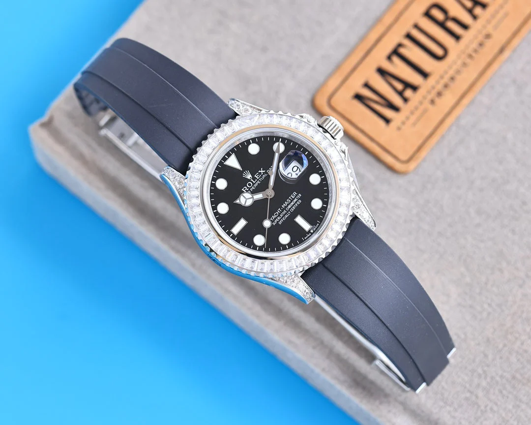 YACHT MASTER 42 CUSTOM DIAMOND BEZEL BLACK DIAL