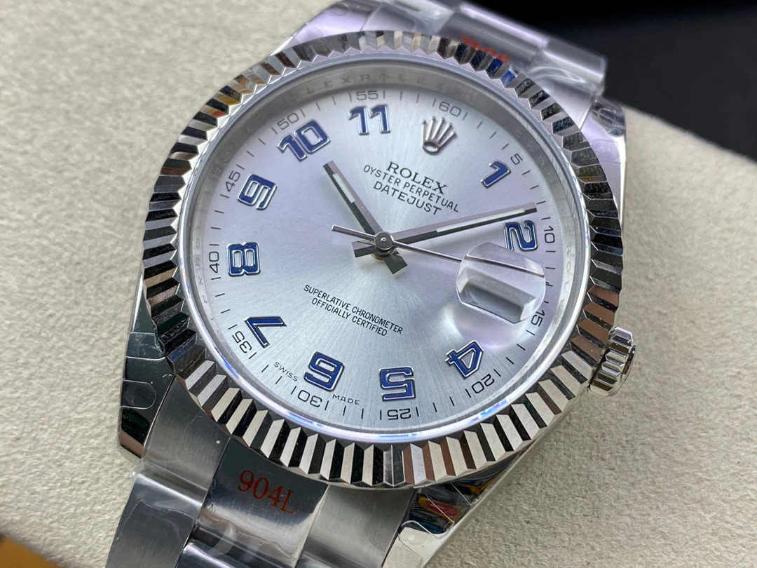 DATEJUST 41 LIGHT BLUE NUMERALS SILVER CASE