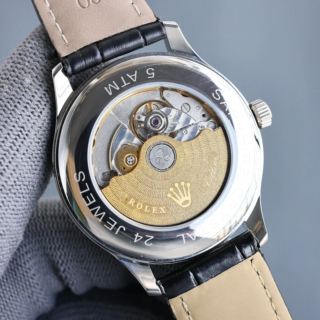 Rolex 25 Datejust 40mm Black White Calfskin Belt