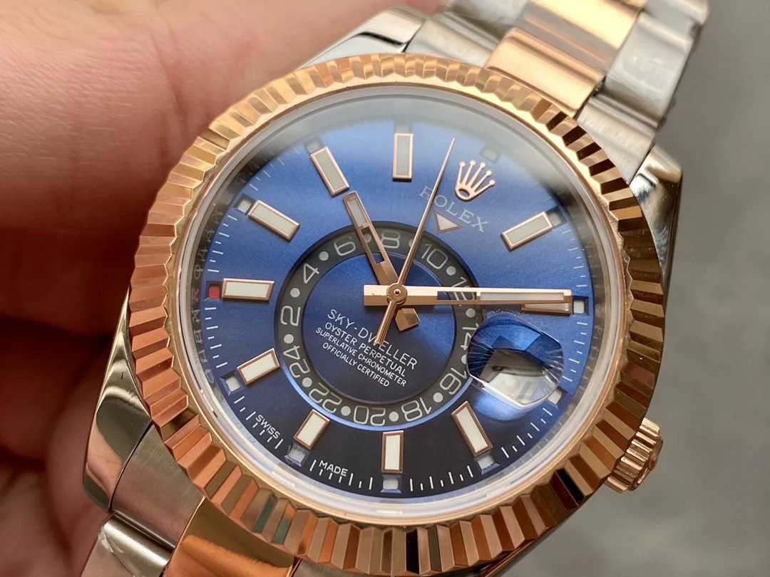 SKY-DWELLER TWO-TONE 42MM ROSE GOLD BEZEL BLUE DIAL