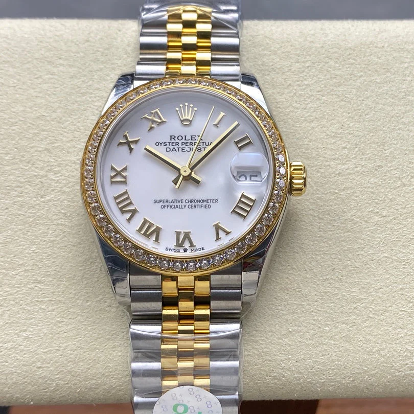 Datejust 31mm Yellow Gold Steel Diamond Bezel White Dial