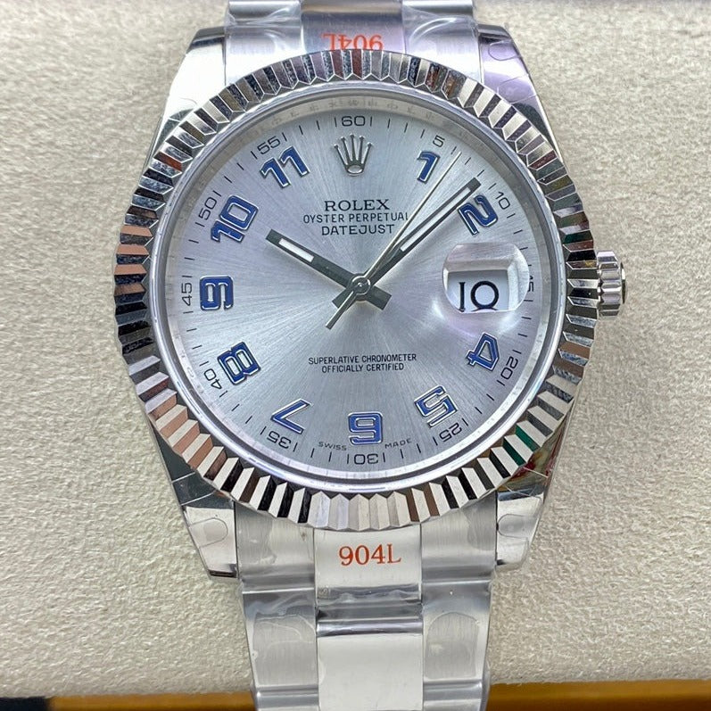 DATEJUST 41 LIGHT BLUE NUMERALS SILVER CASE