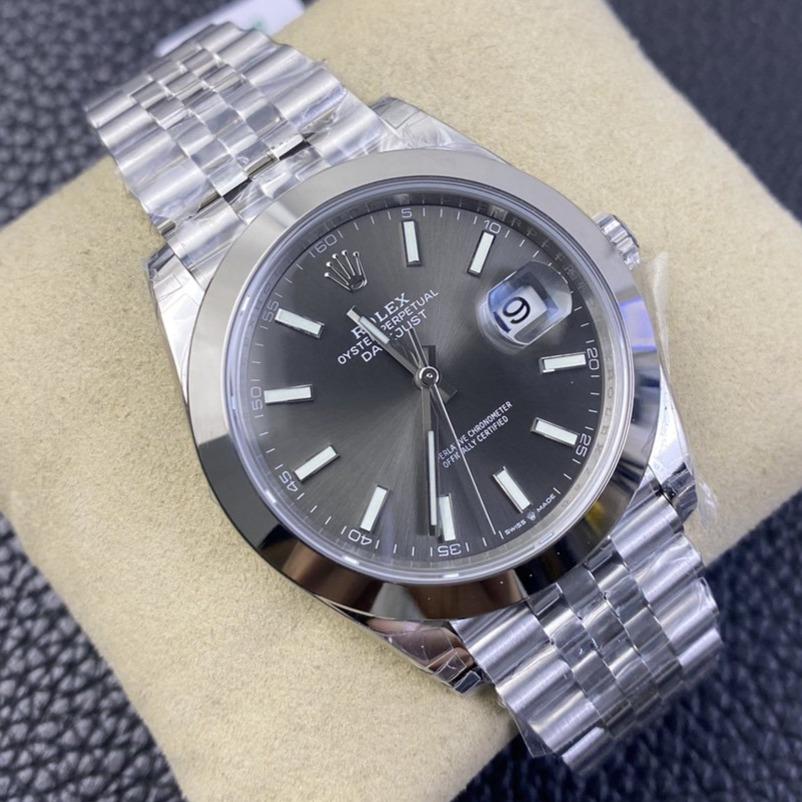 DATEJUST 41MM SMOOTH BEZEL GREY DIAL JUBILEE BRACELET