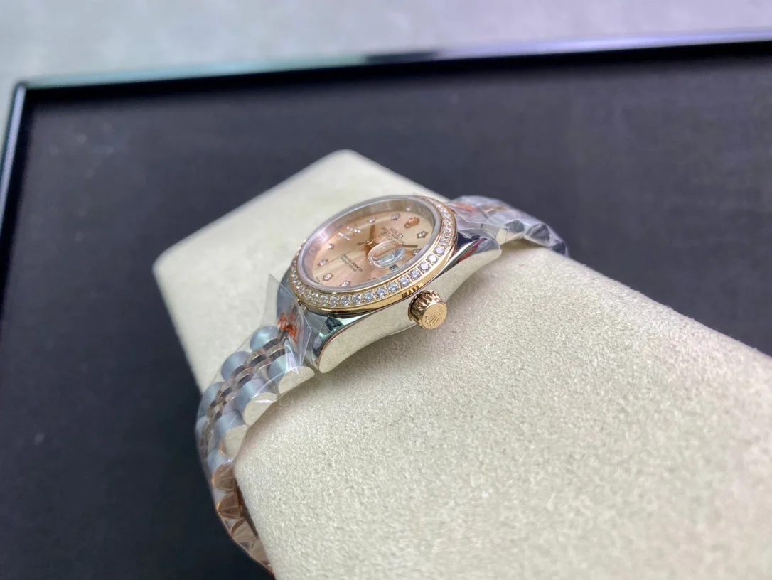 DATEJUST 28 TWO-TONE PINK GOLD DIAMOND BEZEL