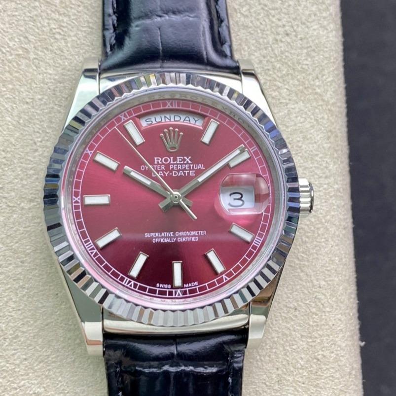 DAY-DATE 41MM STAINLESS STEEL RED DIAL