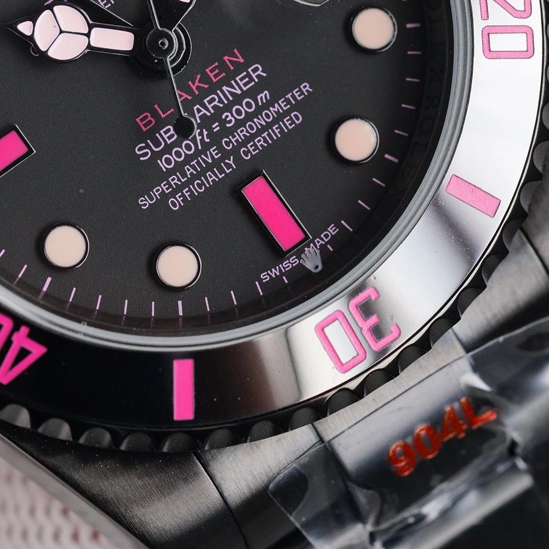 SUBMARINER CUSTOM BLAKEN BLACK PINK NUMERALS