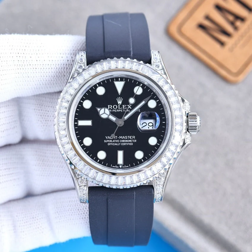 YACHT MASTER 42 CUSTOM DIAMOND BEZEL BLACK DIAL