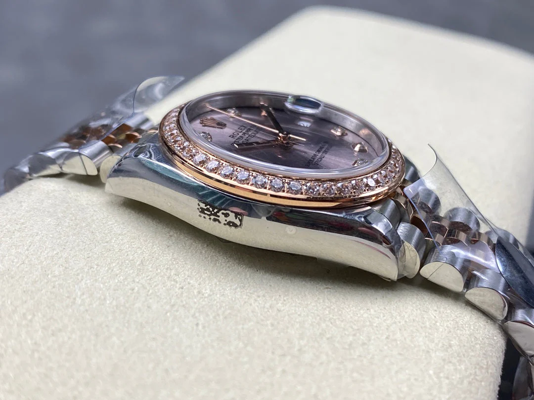 Datejust 31mm Pink Gold Steel Diamond Bezel Light Purple Dial