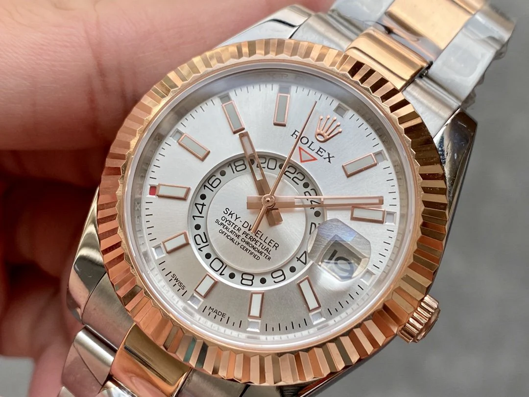 SKY-DWELLER TWO-TONE 42 ROSE GOLD BEZEL GREY DIAL