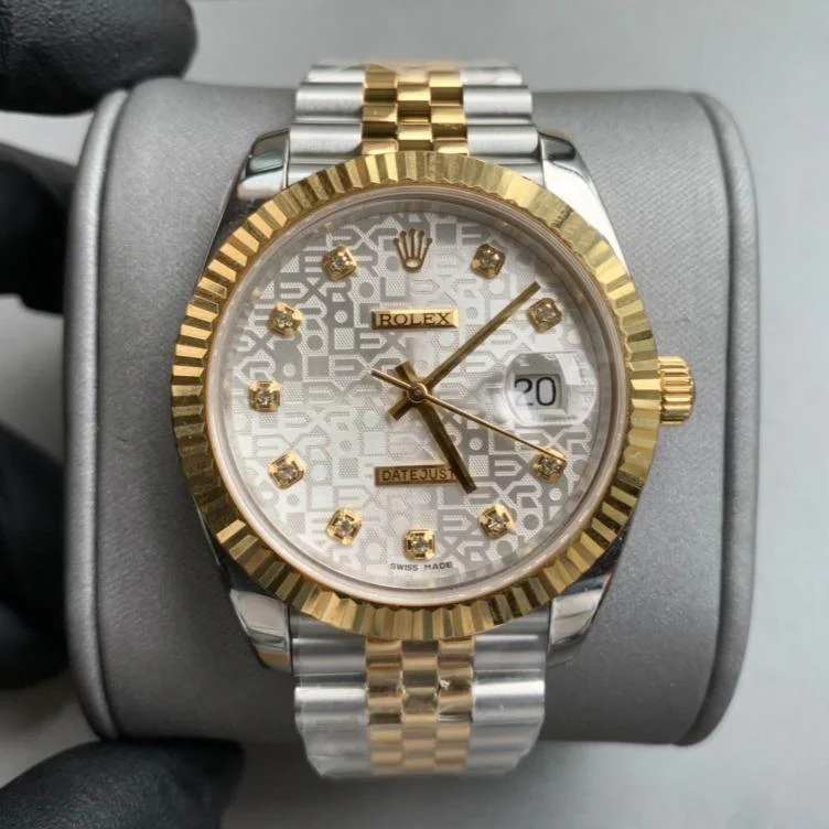 DATEJUST 41 TWO-TONE GREY DIAL DIAMOND NUMERALS