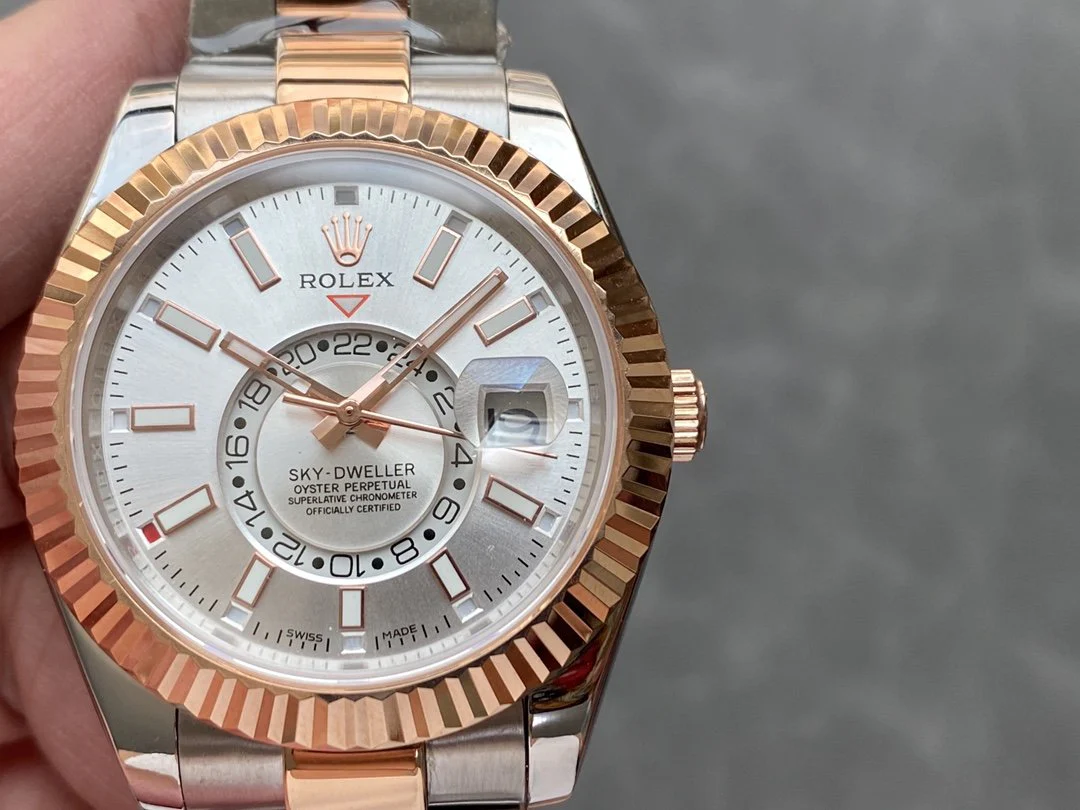 SKY-DWELLER TWO-TONE 42 ROSE GOLD BEZEL GREY DIAL