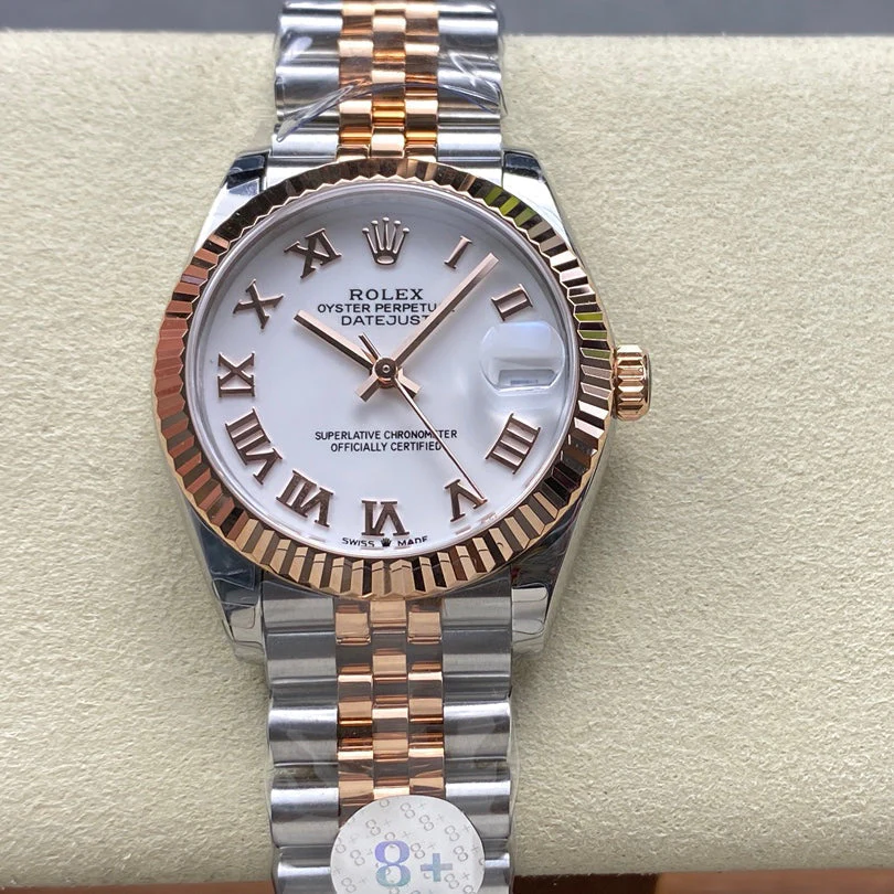 Datejust 31mm Pink Gold Steel White Dial