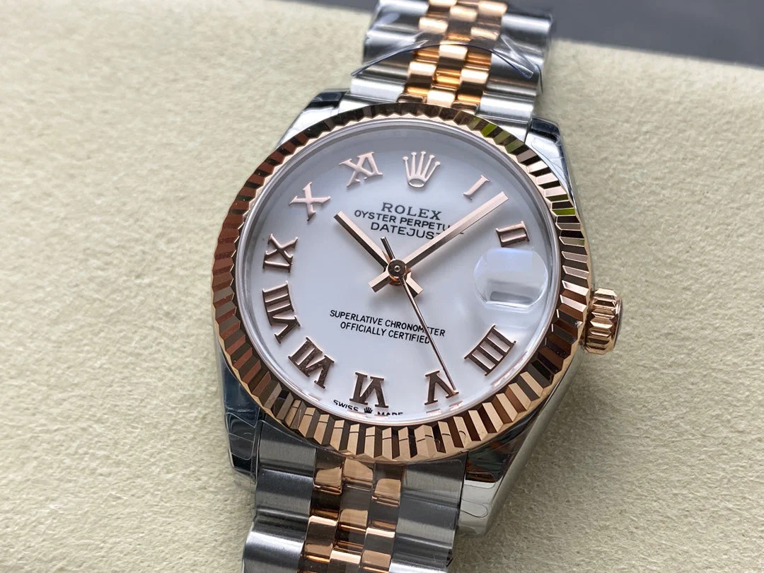 Datejust 31mm Pink Gold Steel White Dial