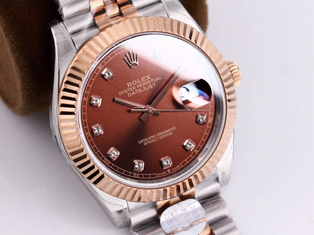 DATEJUST 41 ROSE GOLD STEEL CHOCOLATE DIAMOND DIAL