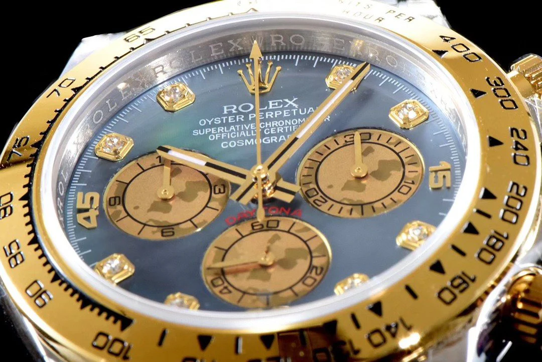 DAYTONA GOLD STEEL CUSTOM MOP DIAL DIAMOND NUMERALS