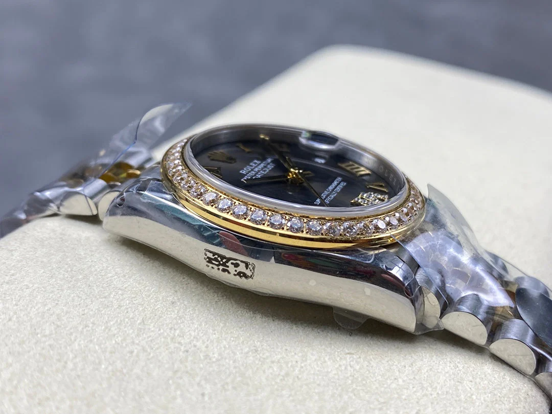 Datejust 31mm Yellow Gold Steel Diamond Bezel Dark Grey Dial