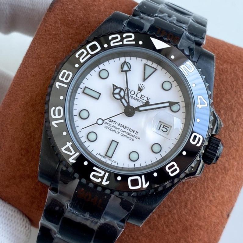 GMT-MASTER II CUSTOM ALL BLACK BEZEL WHITE DIAL