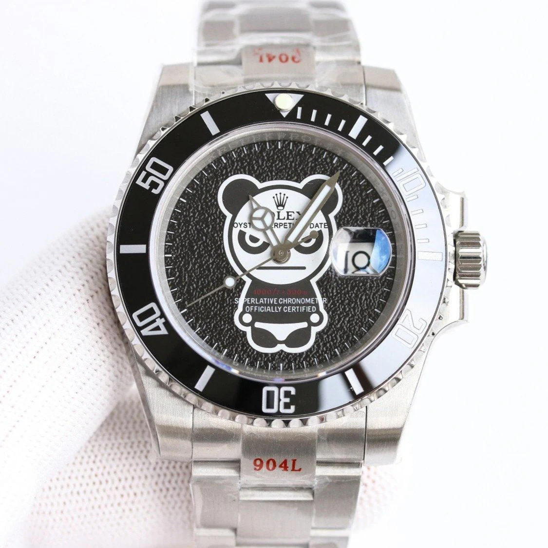 SUBMARINER DATE 40MM CUSTOM BLACK BEZEL BLACK BEAR DIAL