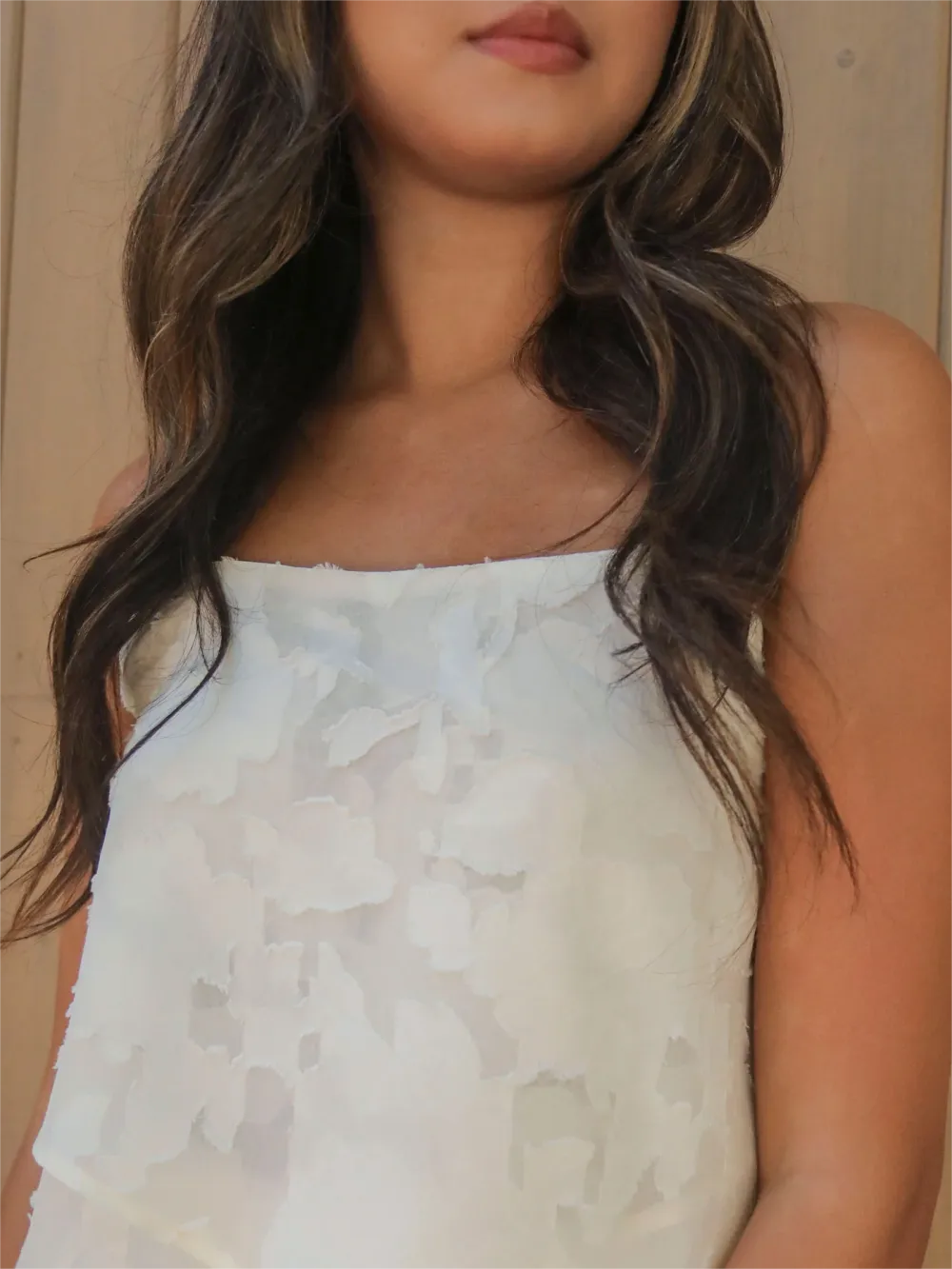 Sheer Ruffled Spaghetti Strap Top