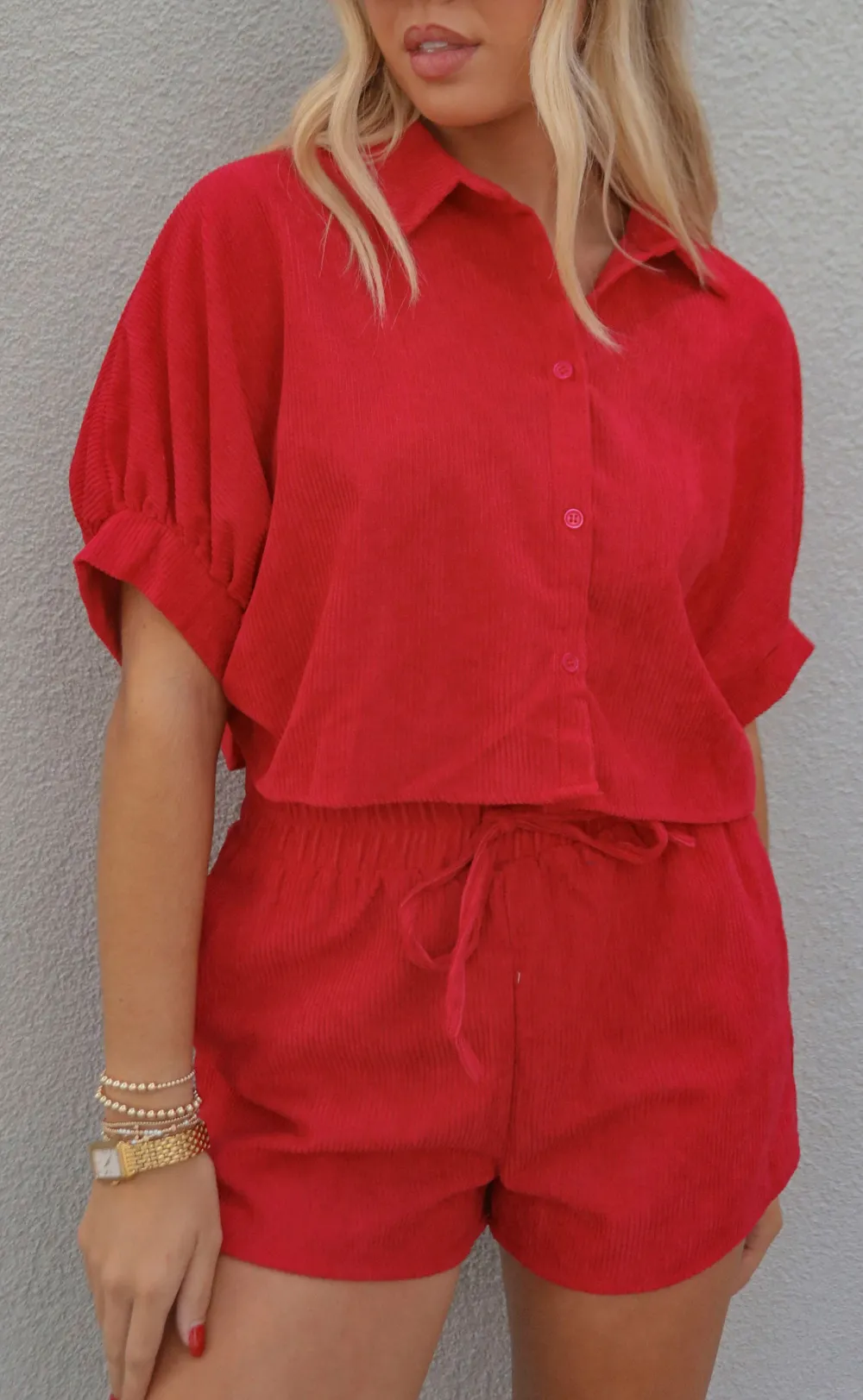 Button Up Short Sleeved Shirt and Shorts Set