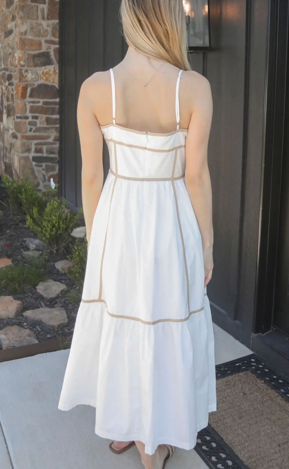 White Tiered Strappy Maxi Dress