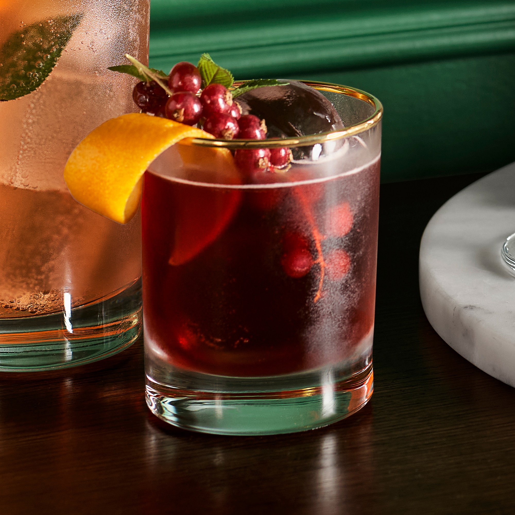 Gold Rim Double Old-Fashioned Glasses, Set of 4