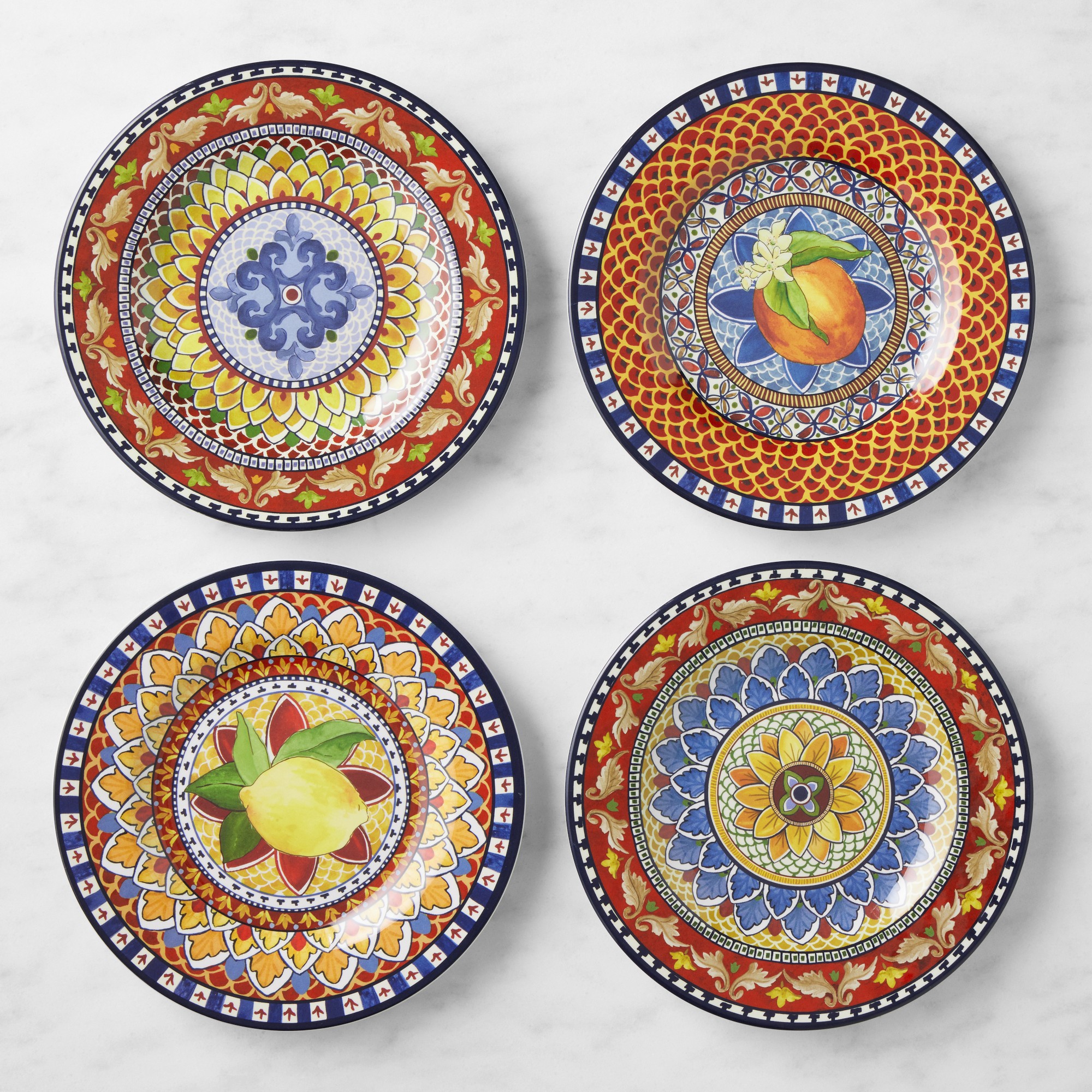 Sicily Red Outdoor Melamine Salad Plates, Set of 4