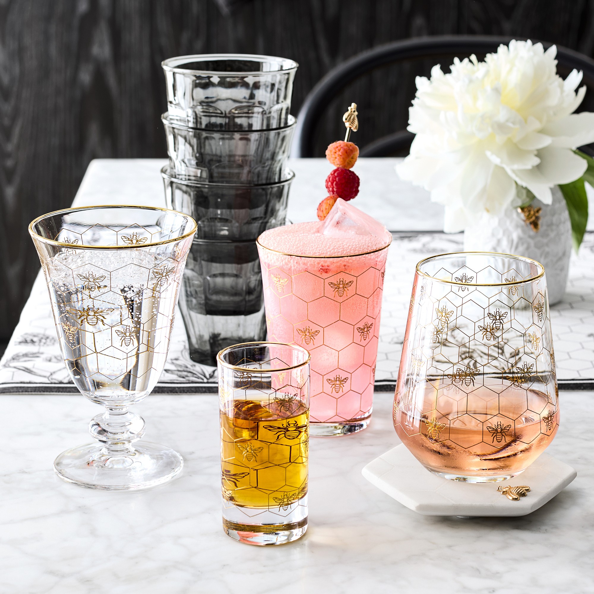 Honeycomb Stemless Wine Glasses