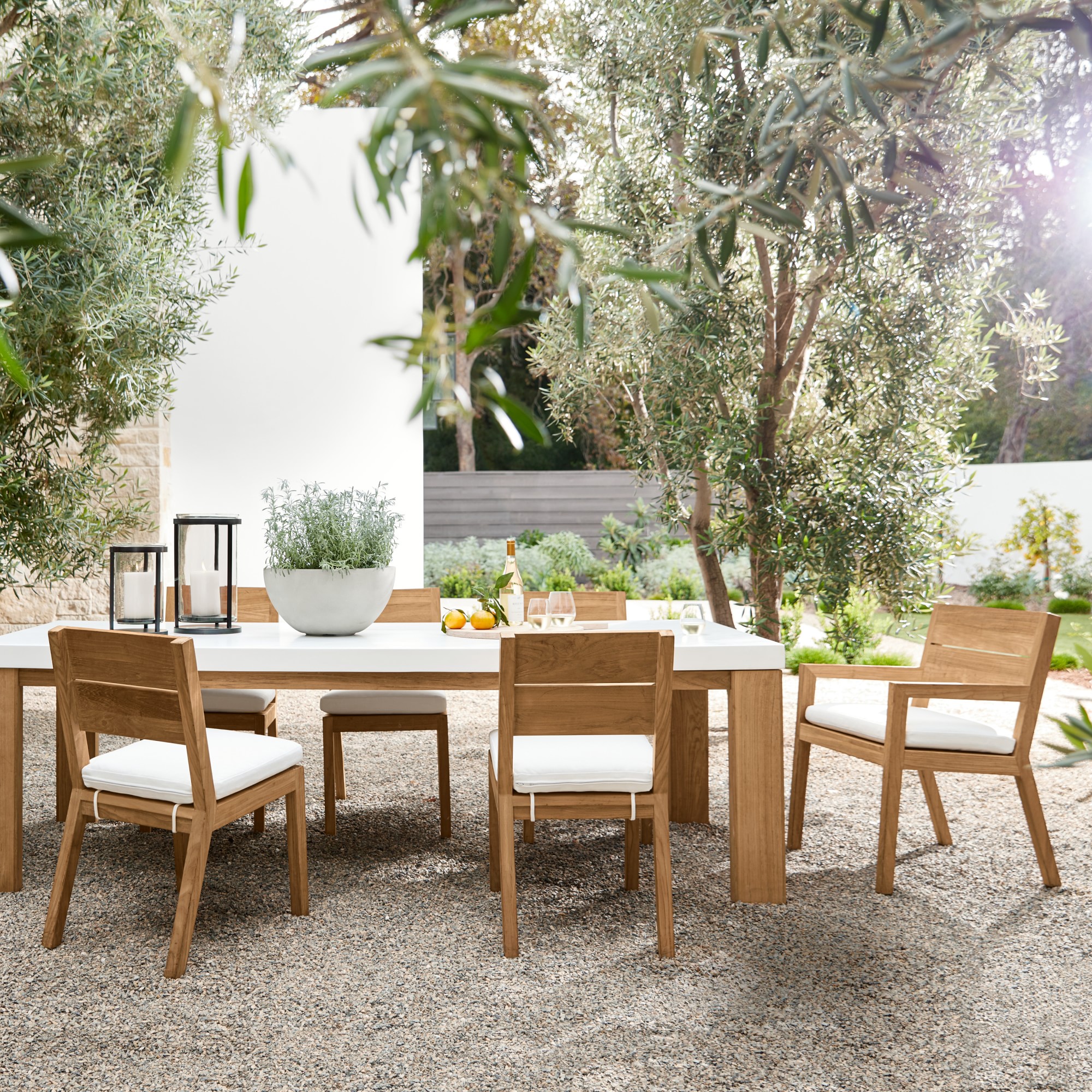 Larnaca Outdoor Teak Fiberstone Dining Table (96-108)