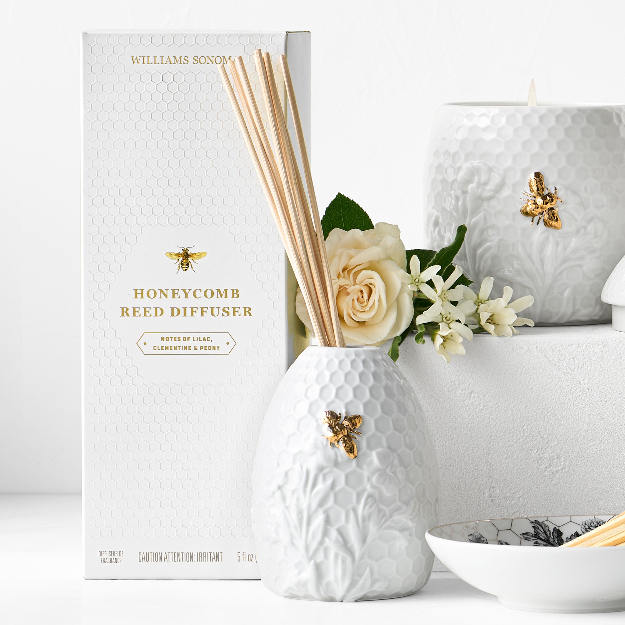 Williams Sonoma Honeycomb Porcelain Bee Diffuser