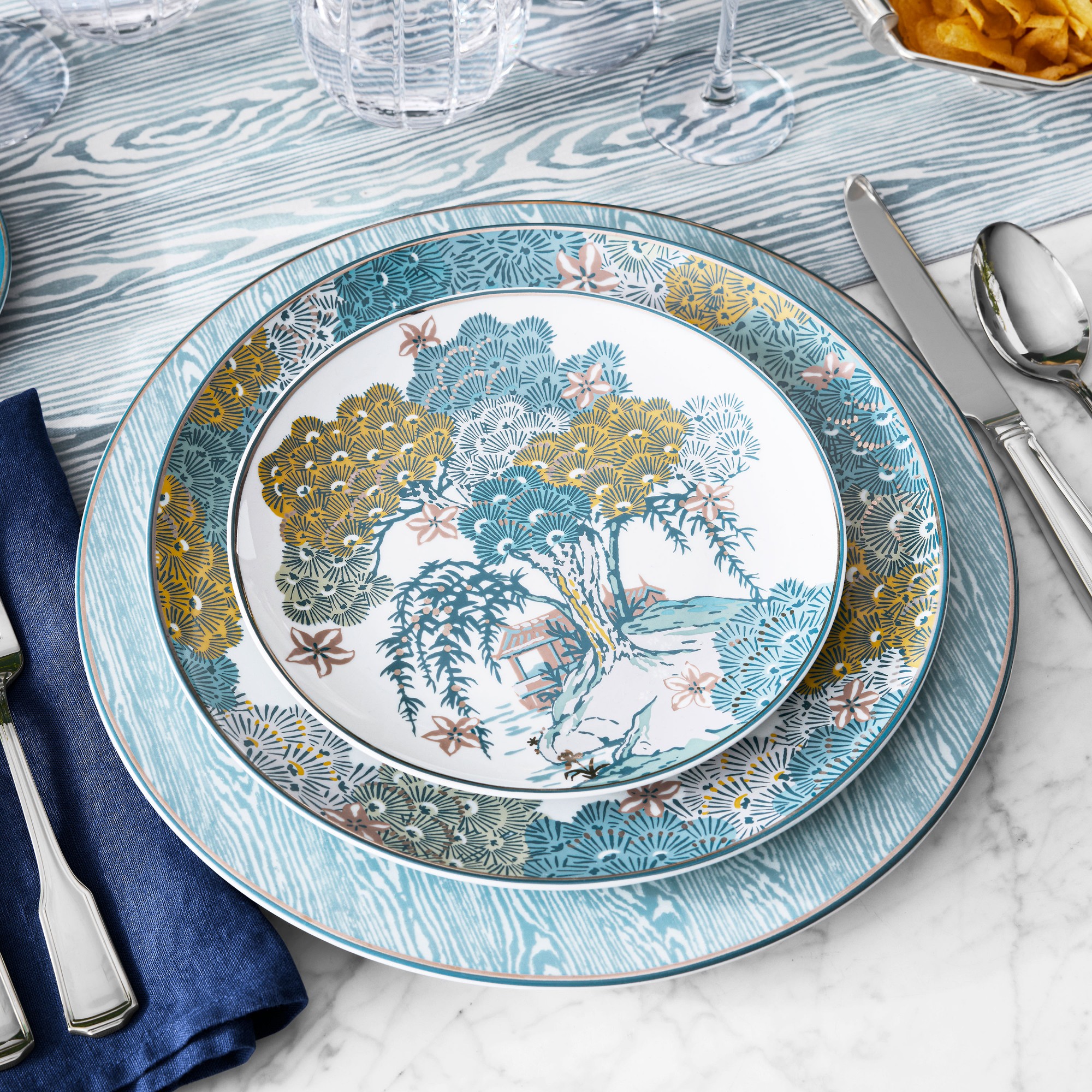 Scalamandré Sea of Trees Dinnerware Collection