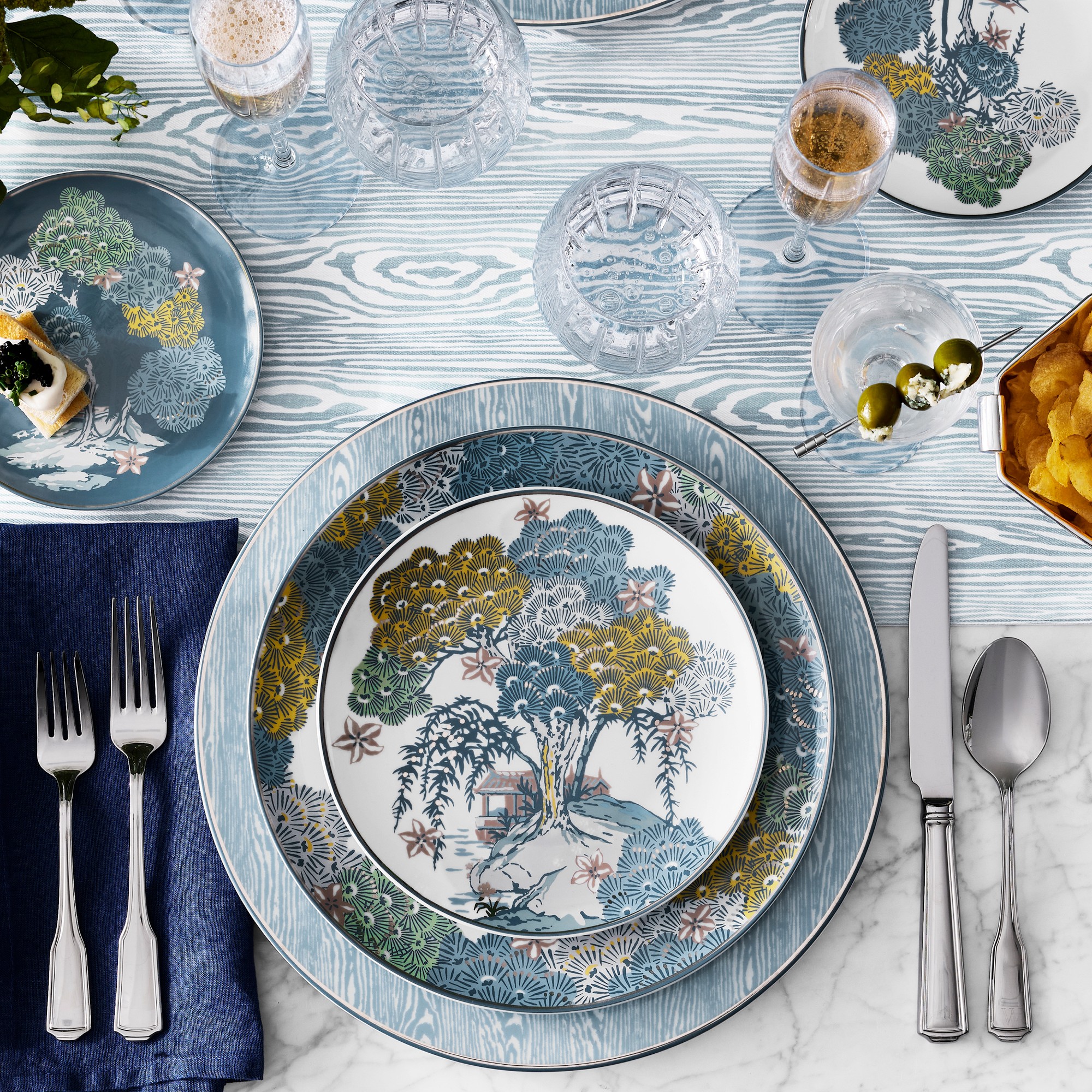 Scalamandré Sea of Trees Appetizer Plates, Set of 4