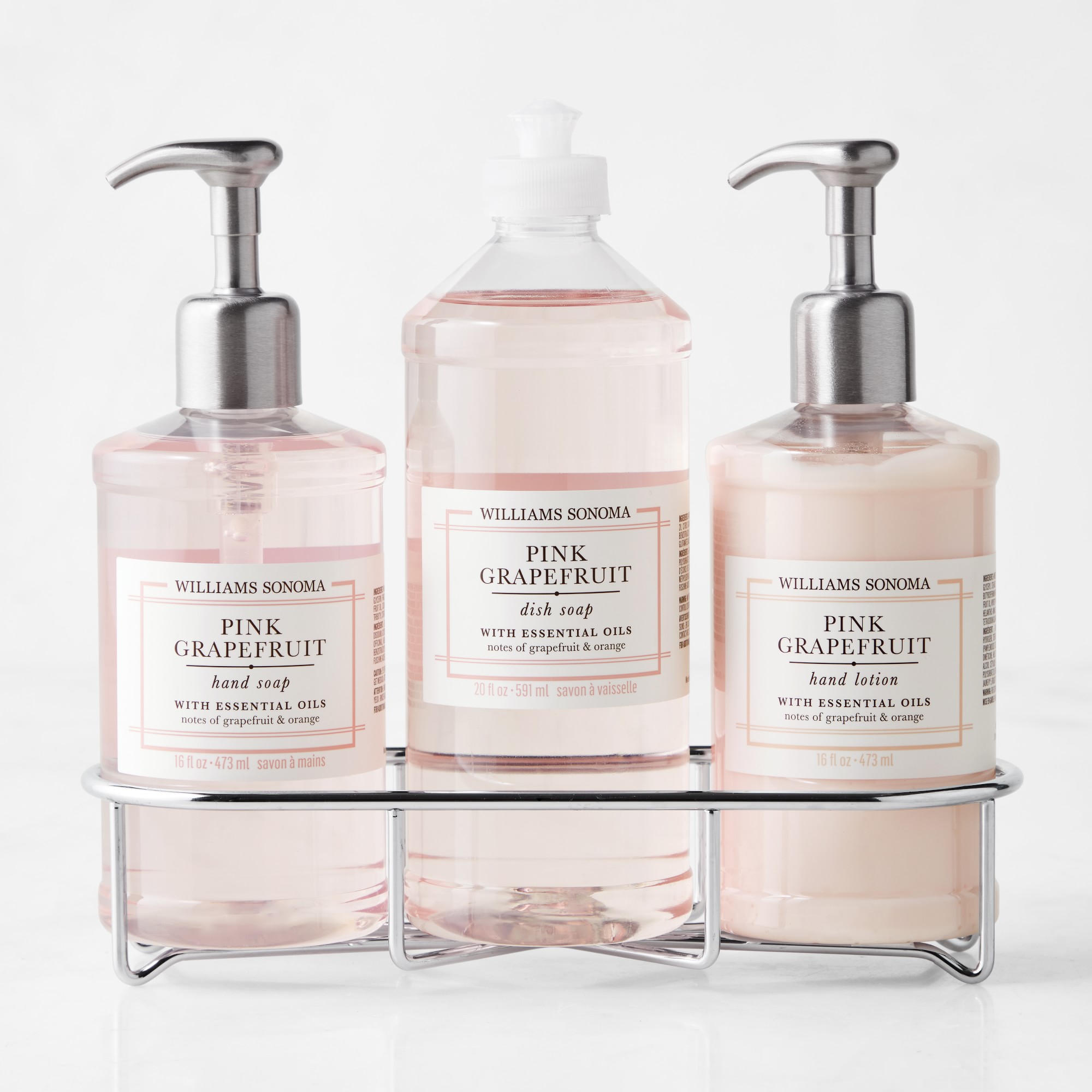 Williams Sonoma Pink Grapefruit Hand Soap, Dish Soap & Lotion 4-Piece Kitchen Set