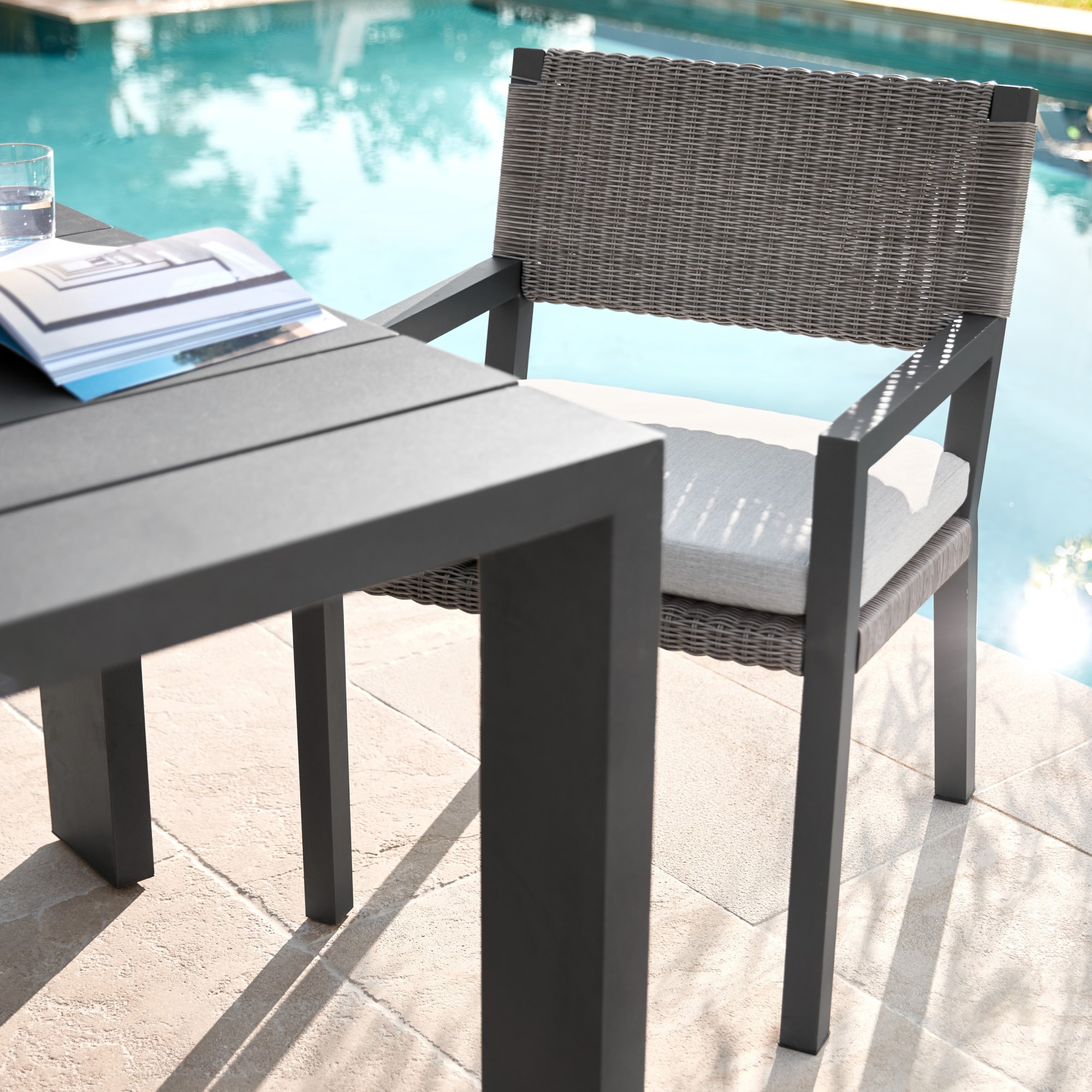 Larnaca Outdoor Slate Grey Metal Dining Table (94-108)
