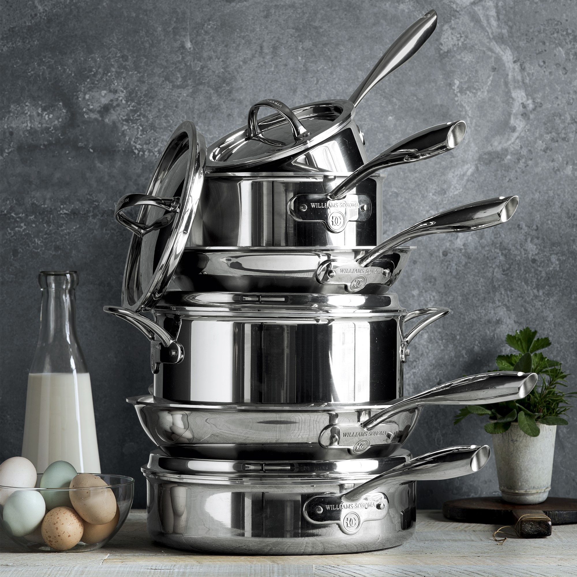 Williams Sonoma Signature Thermo-Clad™ Stainless-Steel 10-Piece Cookware Set