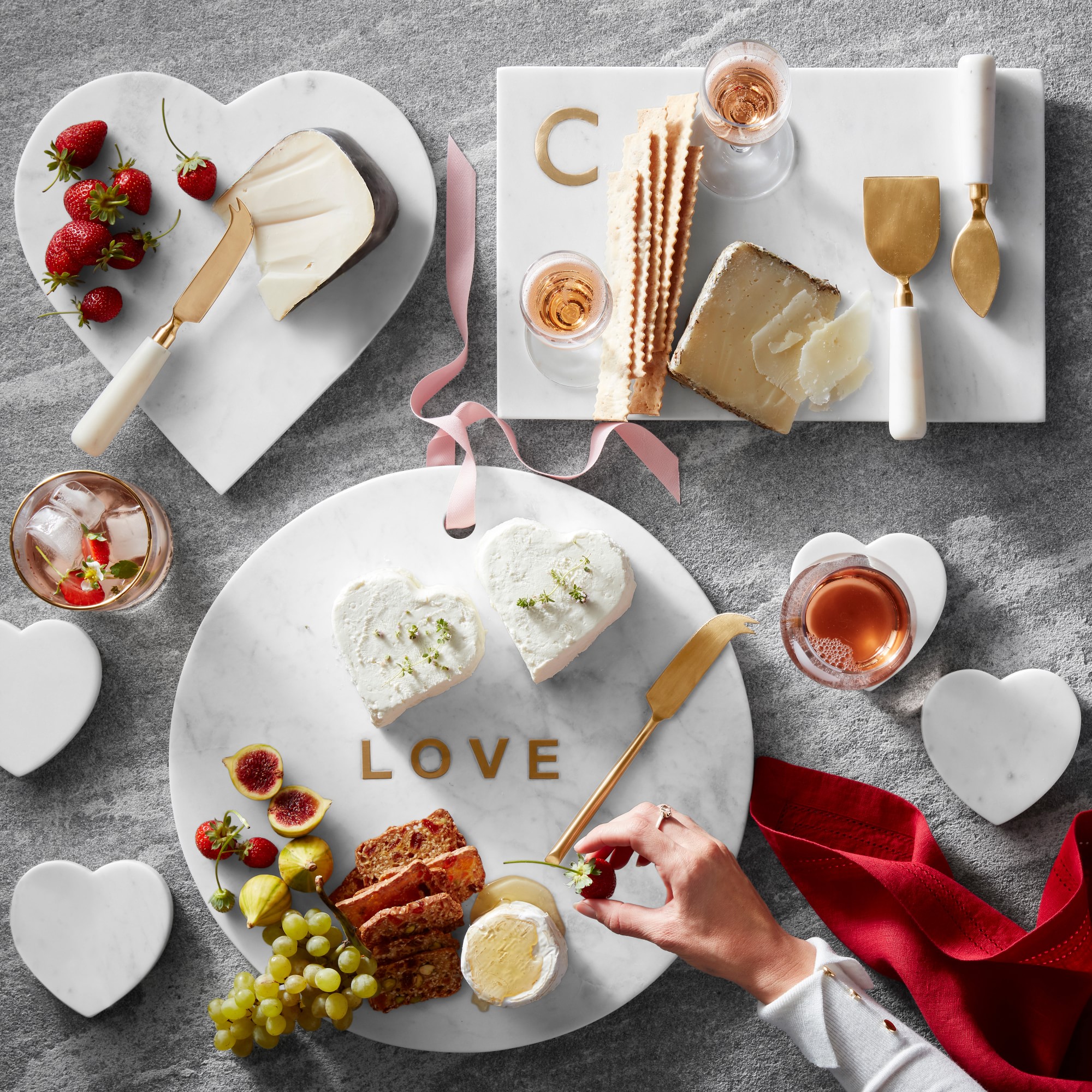 White Marble Heart Cheese Board