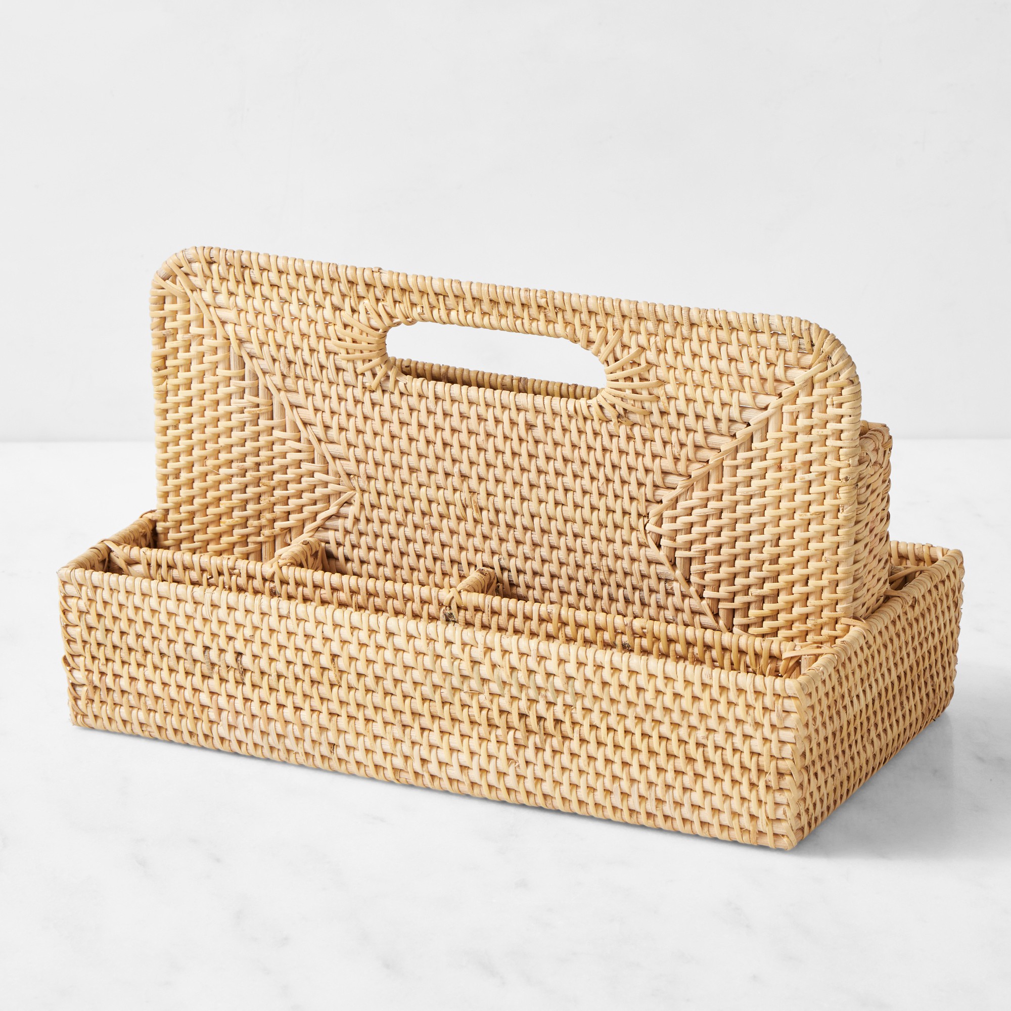 Hold Everything Rattan Divided Mail Basket