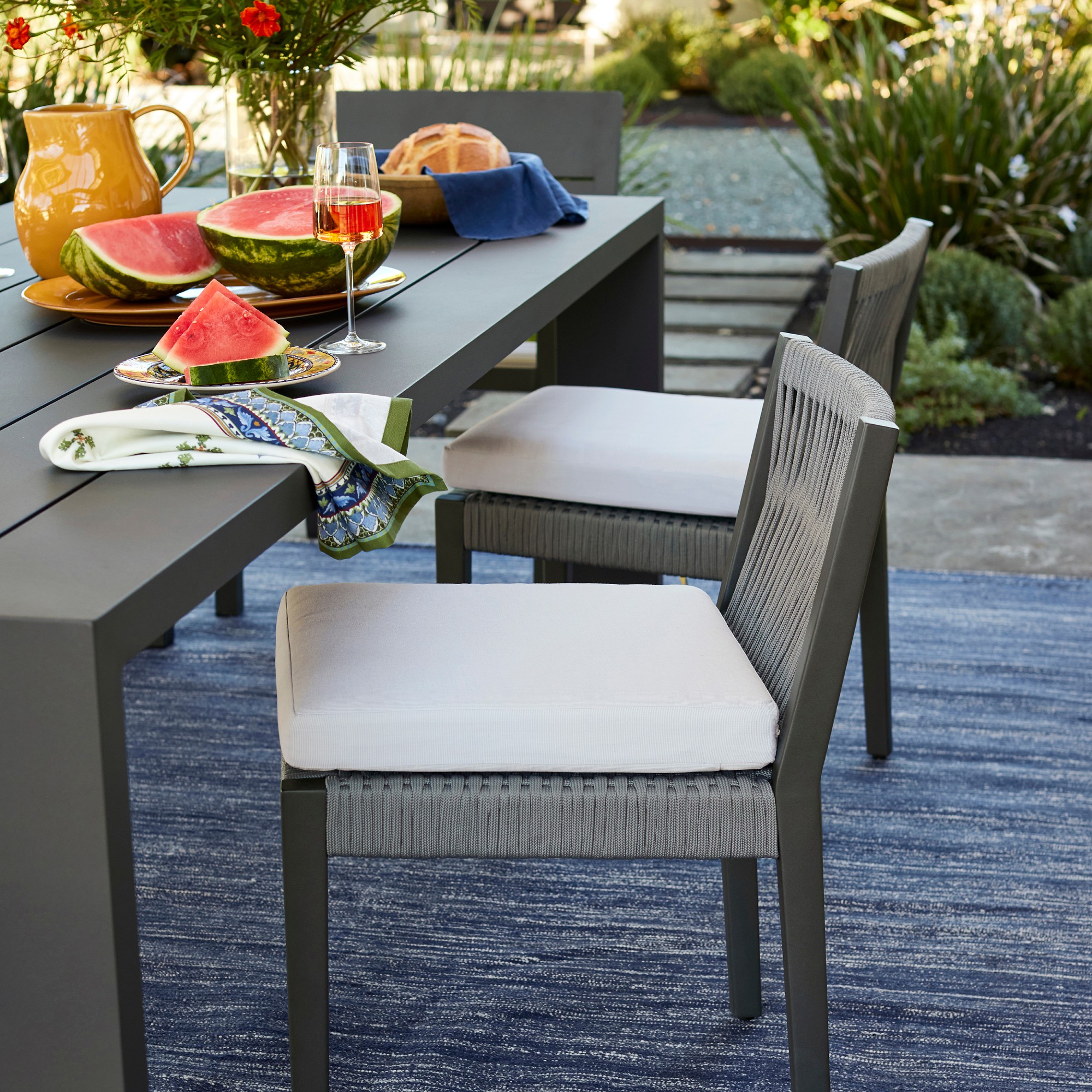 Larnaca Outdoor Slate Grey Metal Dining Table (94-108)