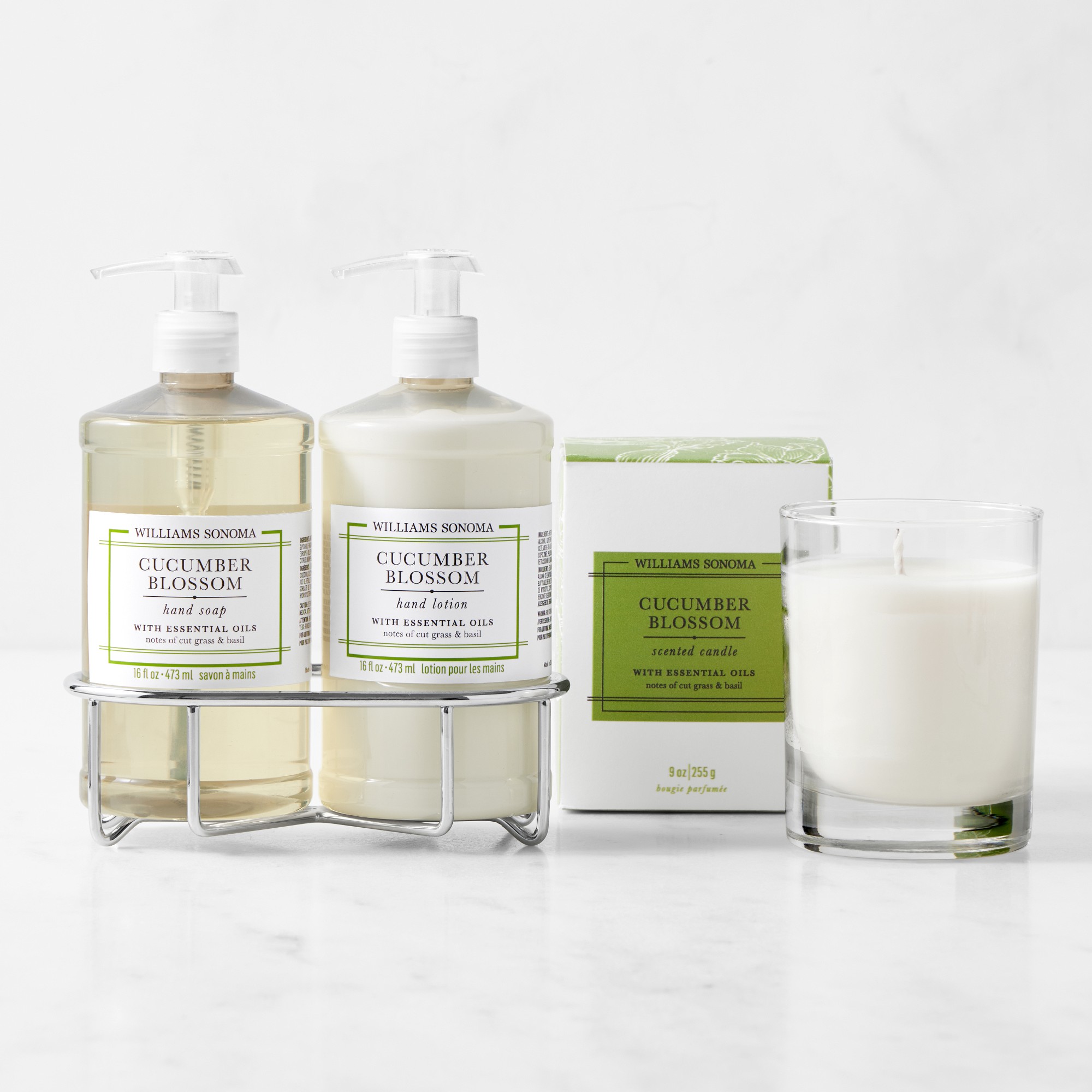 Williams Sonoma Cucumber Blossom Hand Soap, Lotion & Candle 4-Piece Set