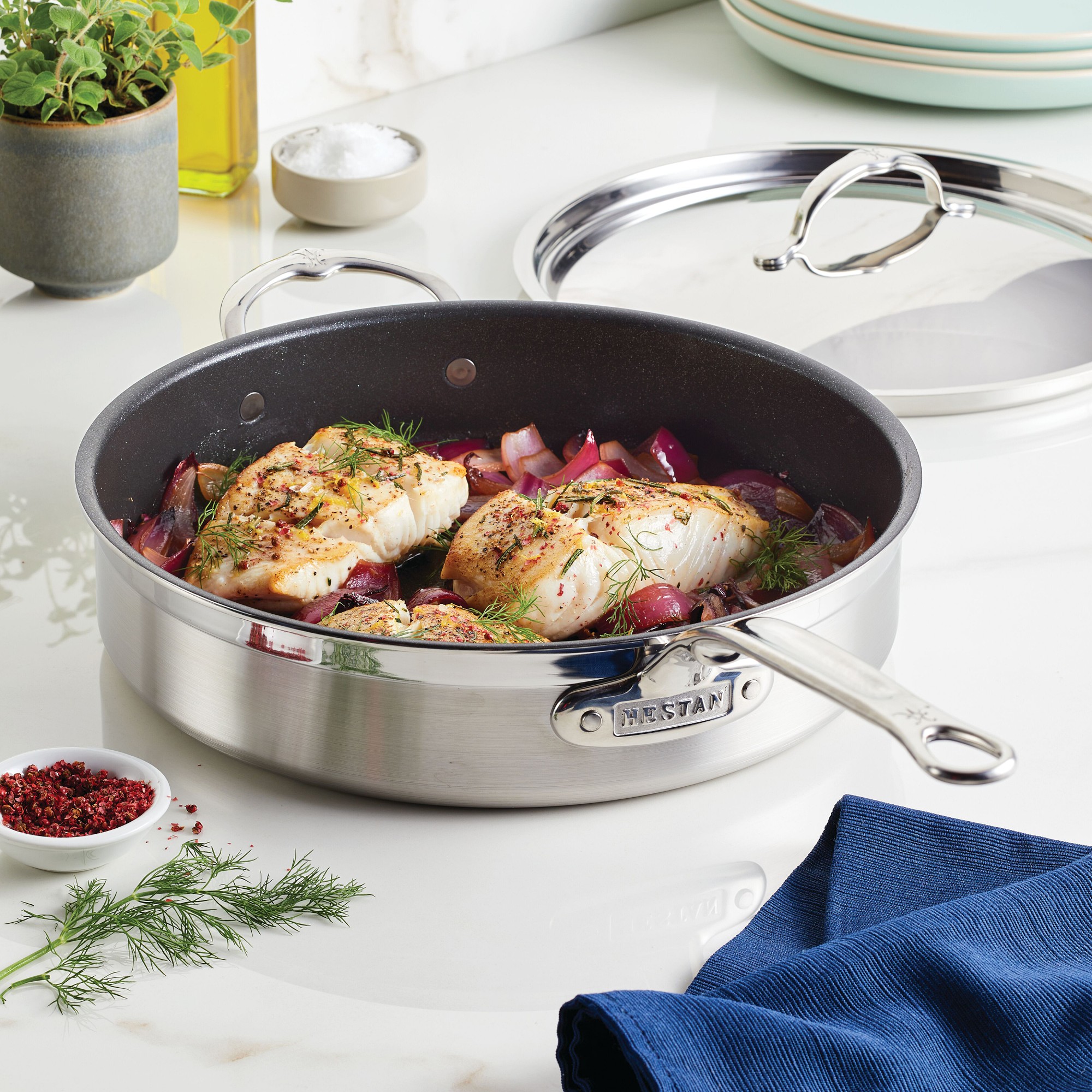 Hestan ProBond Professional Clad Stainless-Steel TITUM Nonstick Sauté Pan