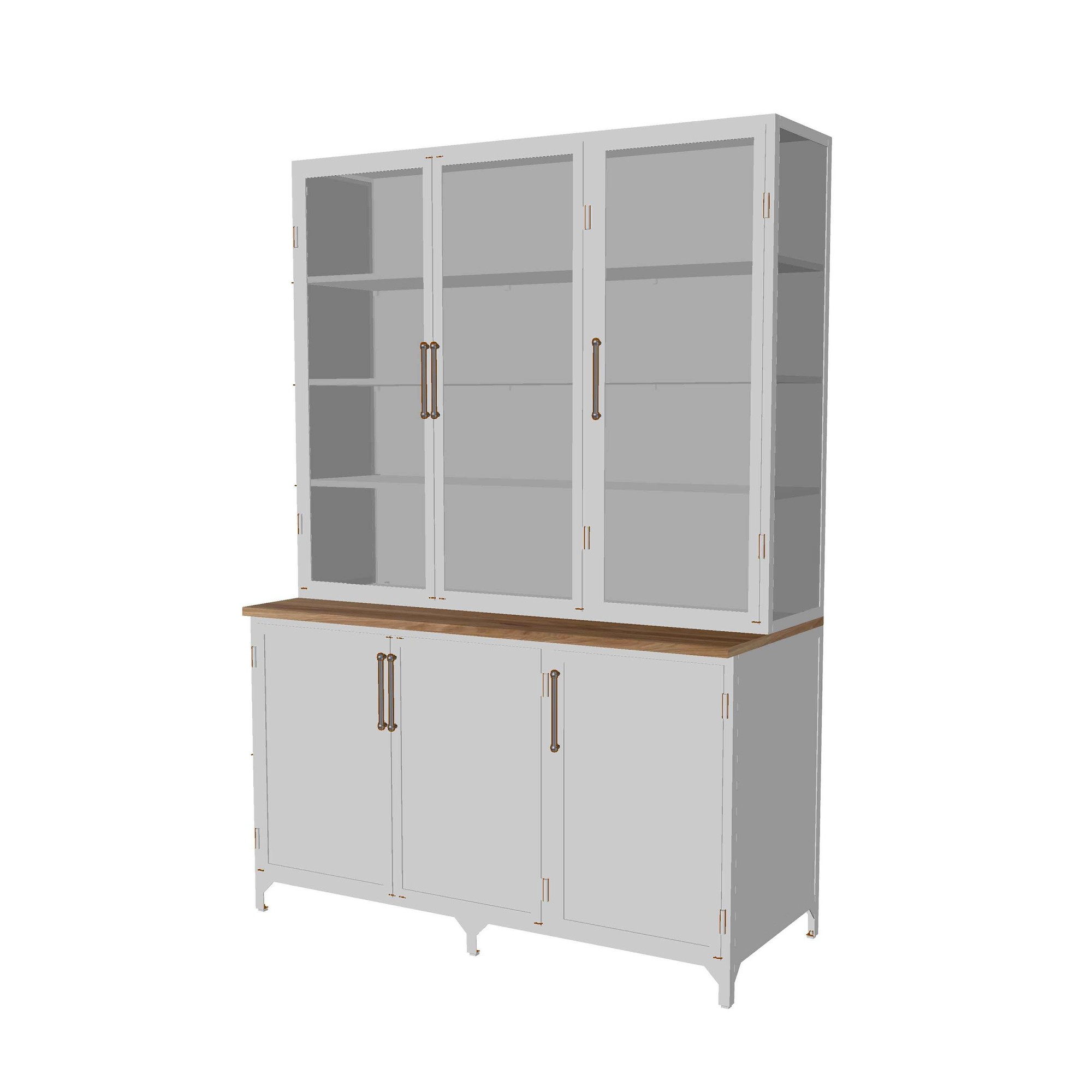 Colt 3- Door Glass Storage Cabinet with Counter (60)