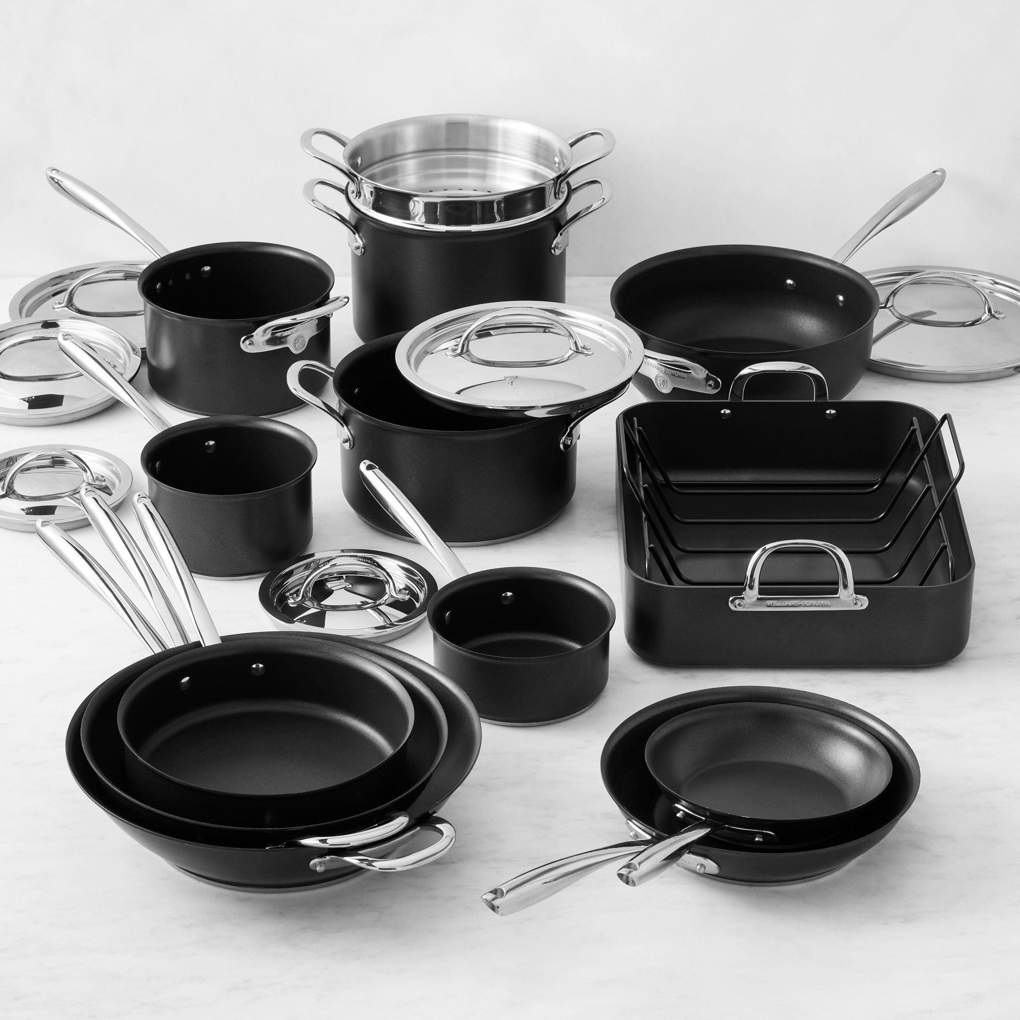 Williams Sonoma Signature Thermo-Clad™ Stainless-Steel Nonstick 20-Piece Cookware Set