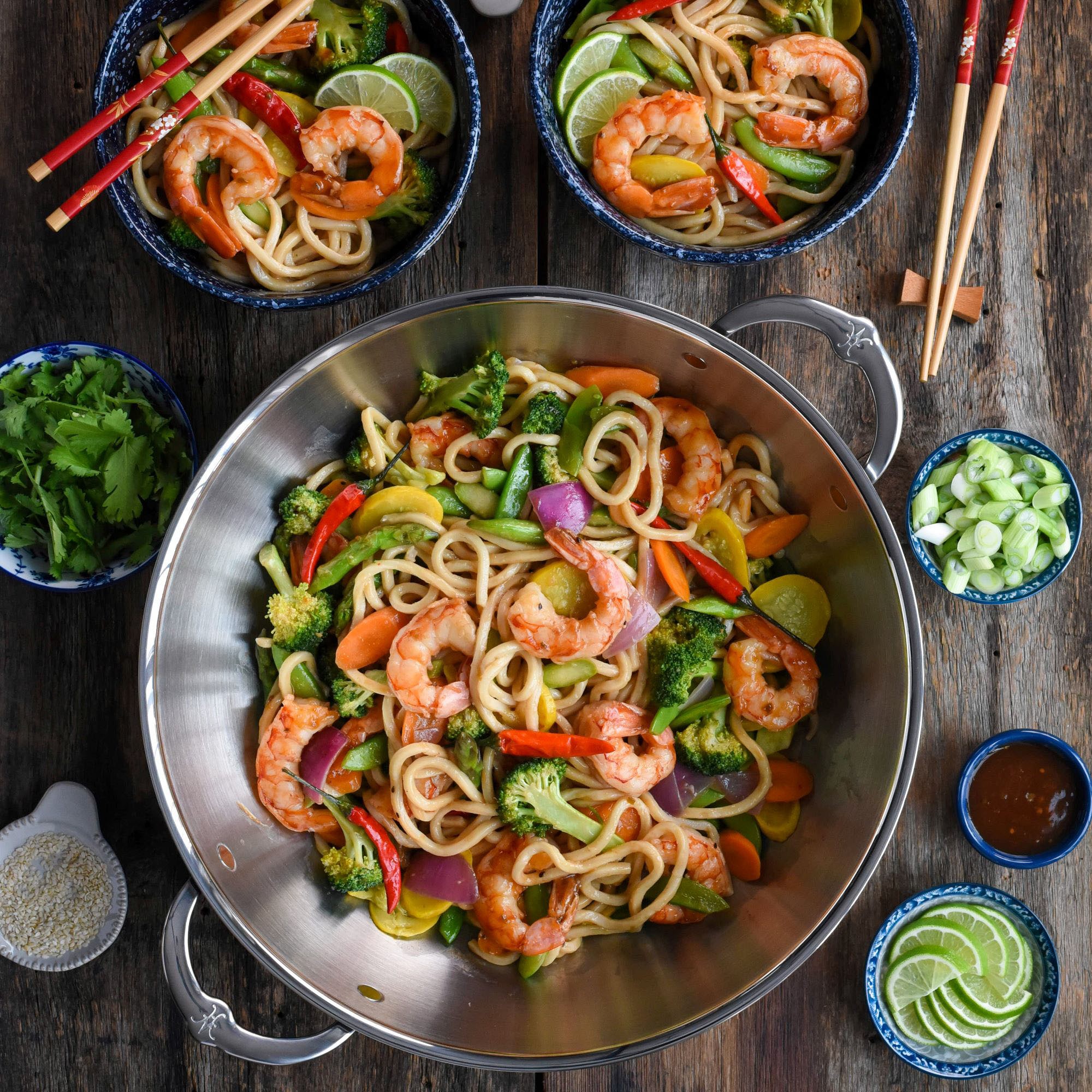 Hestan ProBond Professional Clad Stainless-Steel Covered Wok with Helper Handles, 14