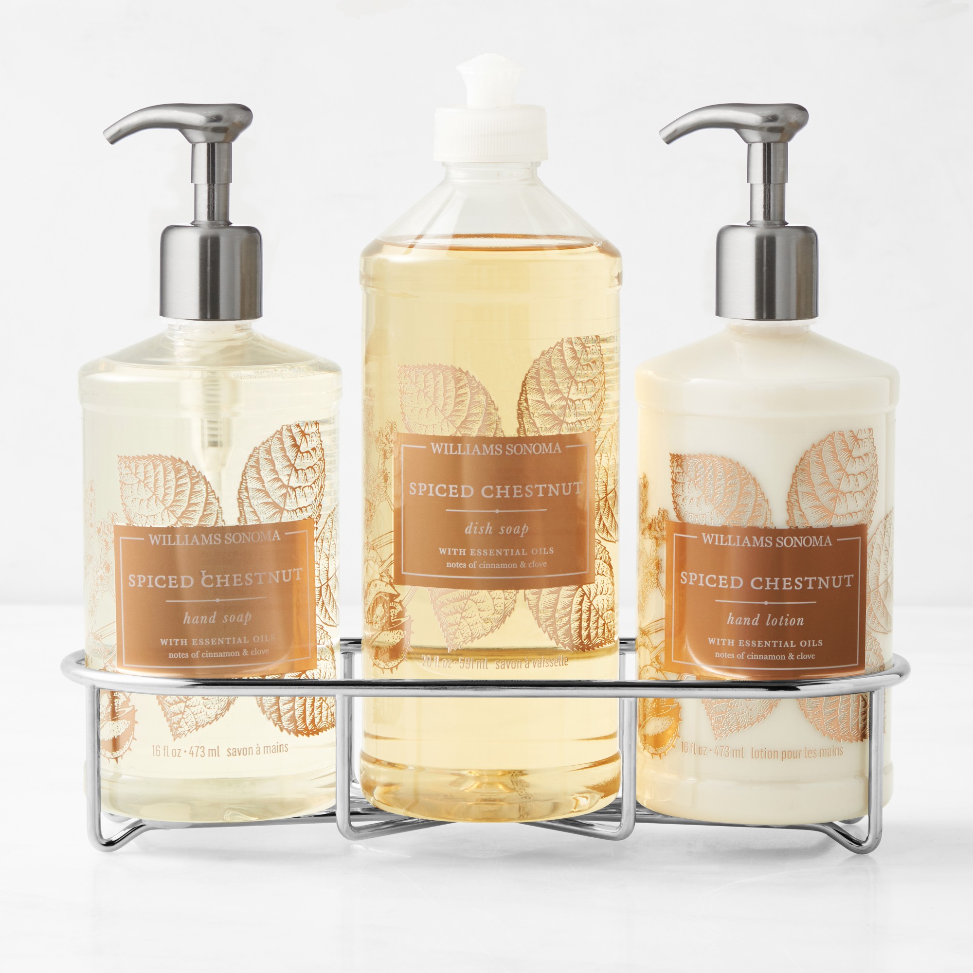 Williams Sonoma Spiced Chestnut Hand Soap, Dish Soap & Lotion 4-Piece Set