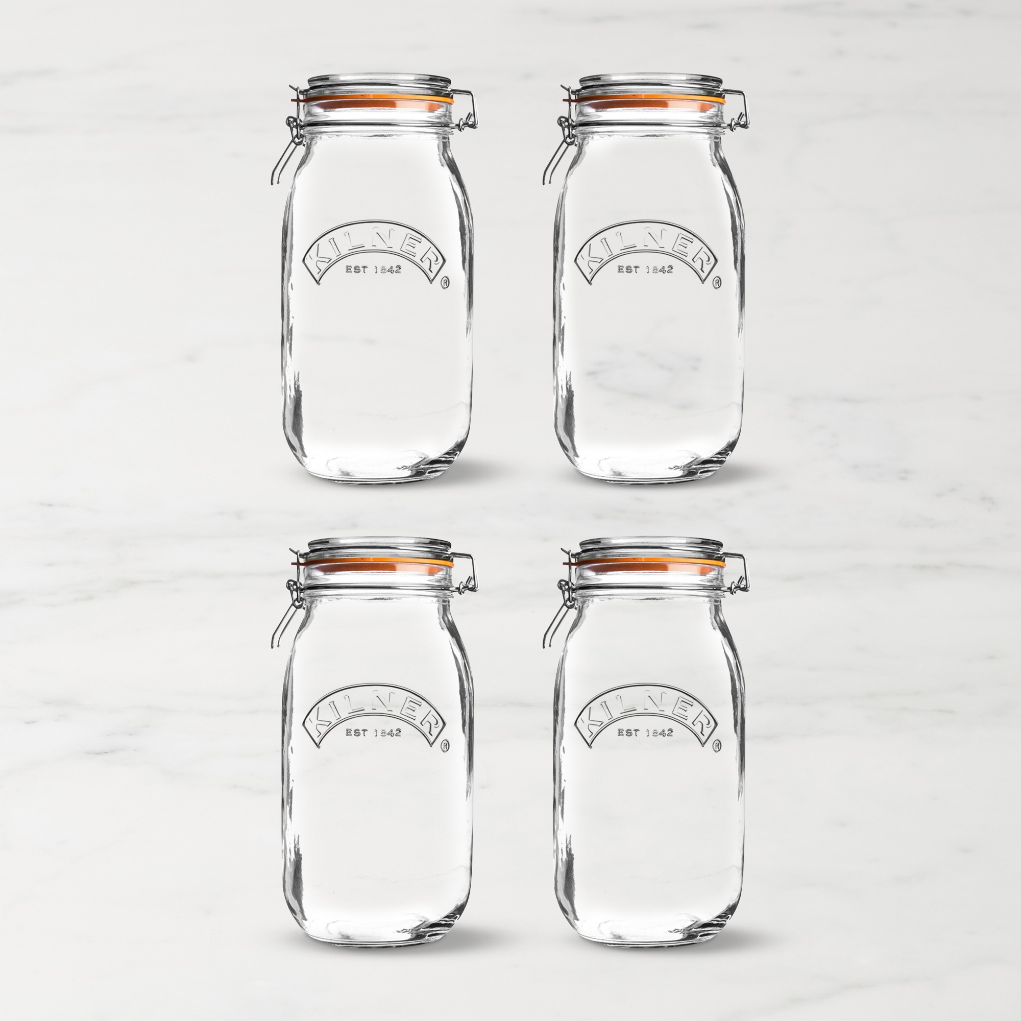 Kilner Round Clip Top Jar, 51 oz, Set of 4