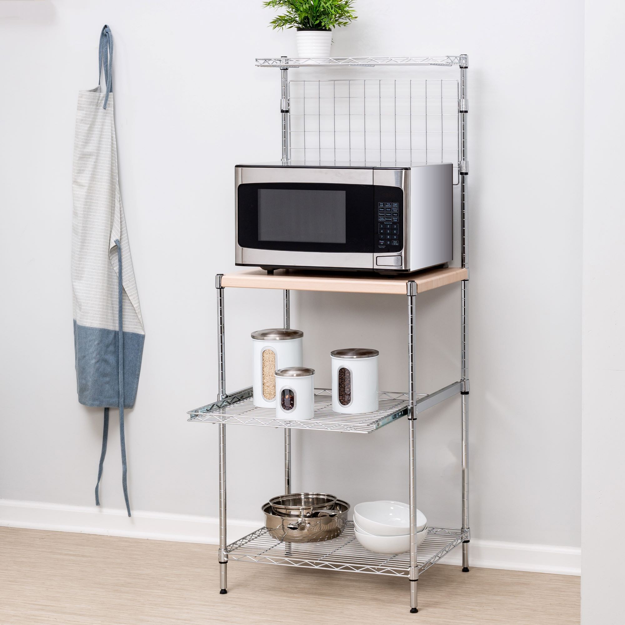 Microwave Stand with Shelves